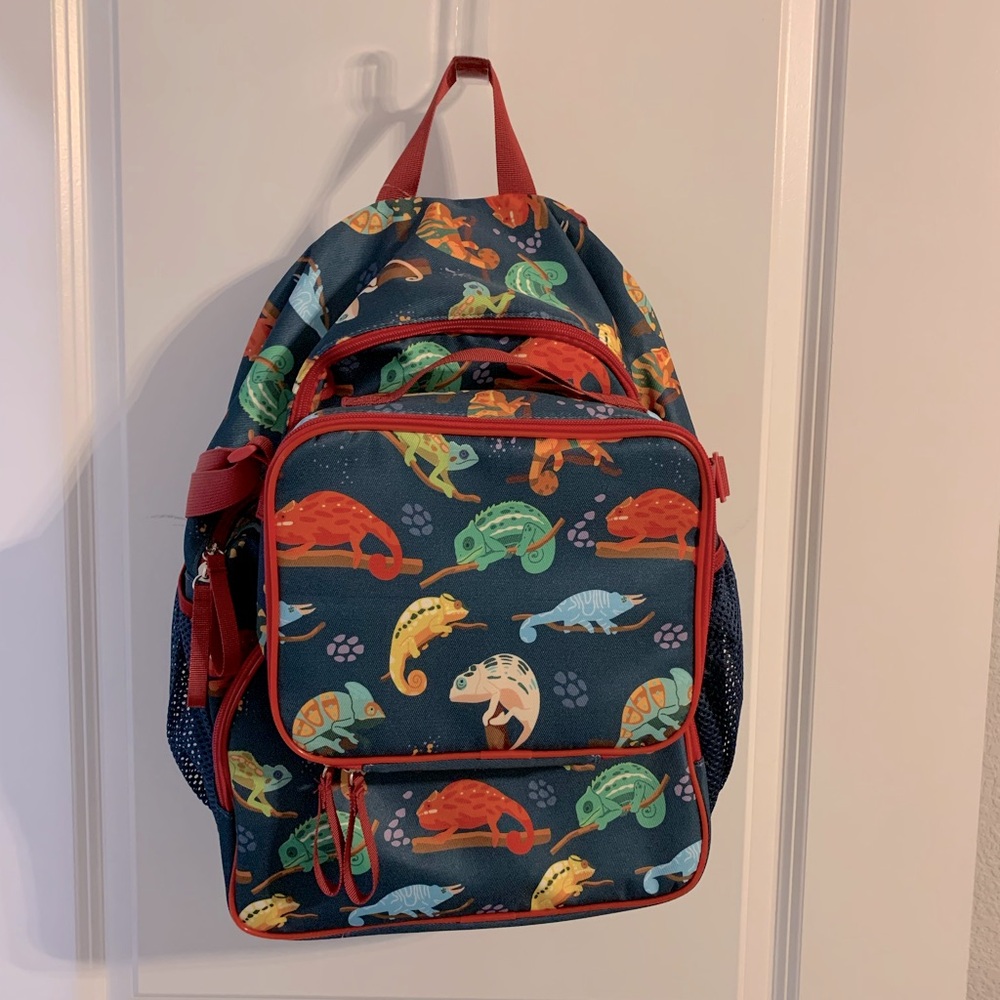 Chameleon backpack with lunch box!